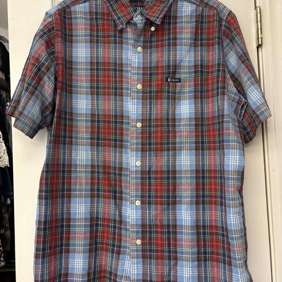 Chaps est. 1978. Short Sleeve Button Down Plaid Shirt For Men. Size: Medium - Picture 1 of 6